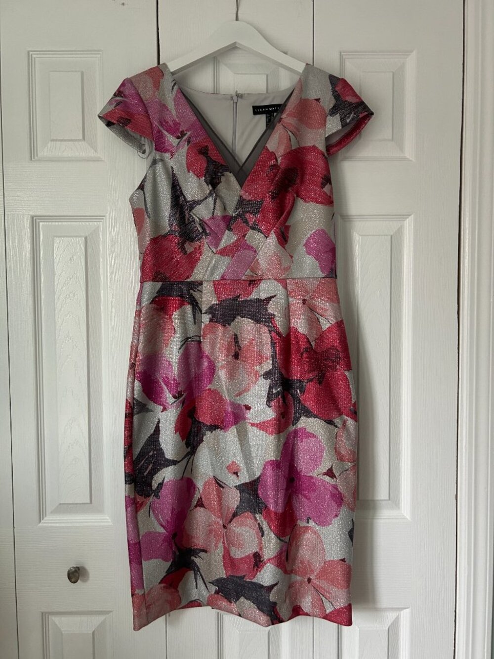 NWT Aidan Mattox Metallic Floral Print Dress